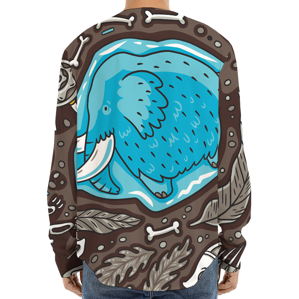 Frozen Mammoth And Fossil Print Long Sleeve Baseball Jersey