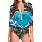 Frozen Mammoth And Fossil Print Long Sleeve Swimsuit
