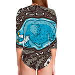 Frozen Mammoth And Fossil Print Long Sleeve Swimsuit