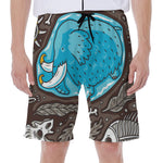 Frozen Mammoth And Fossil Print Men's Beach Shorts