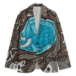 Frozen Mammoth And Fossil Print Men's Cotton Blazer