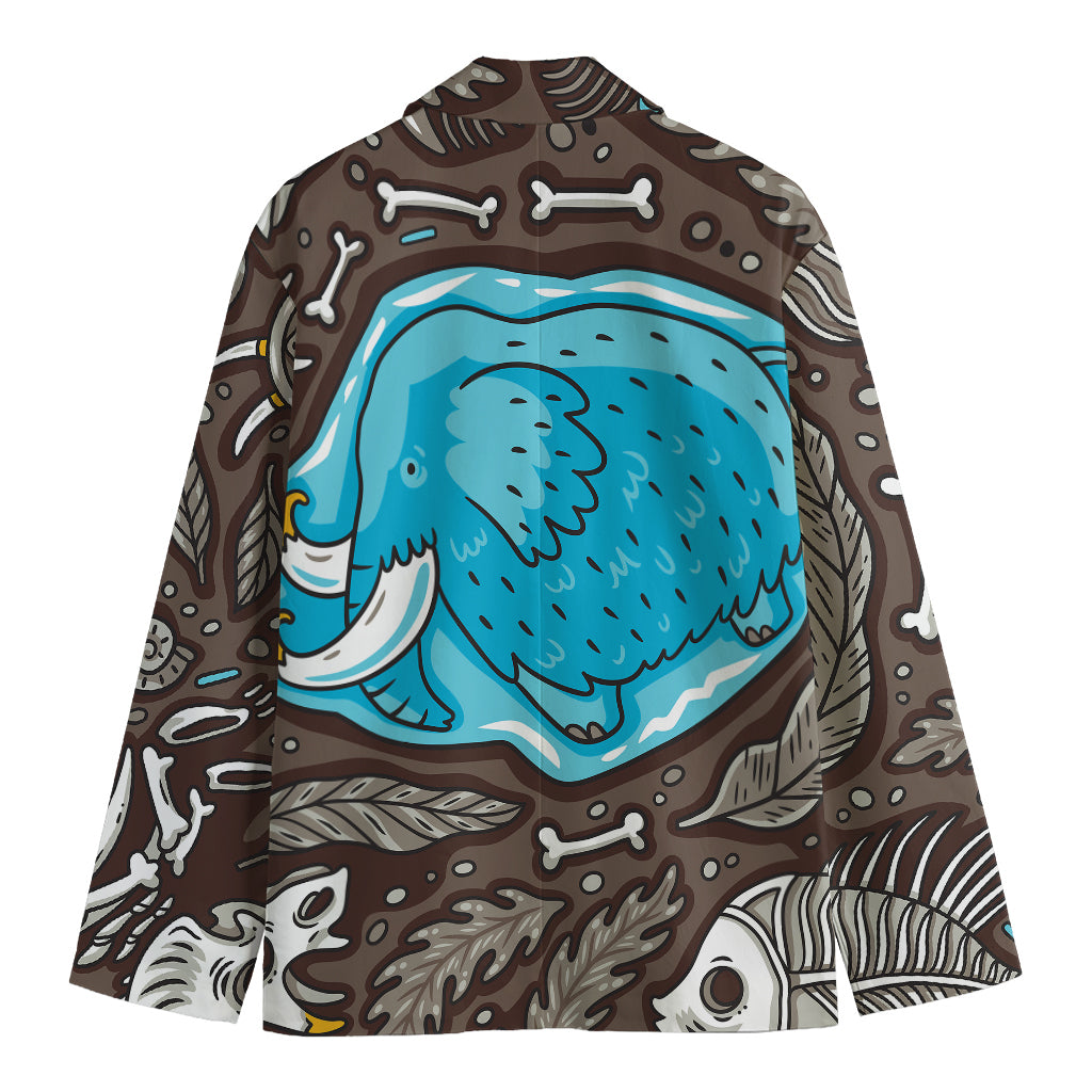 Frozen Mammoth And Fossil Print Men's Cotton Blazer