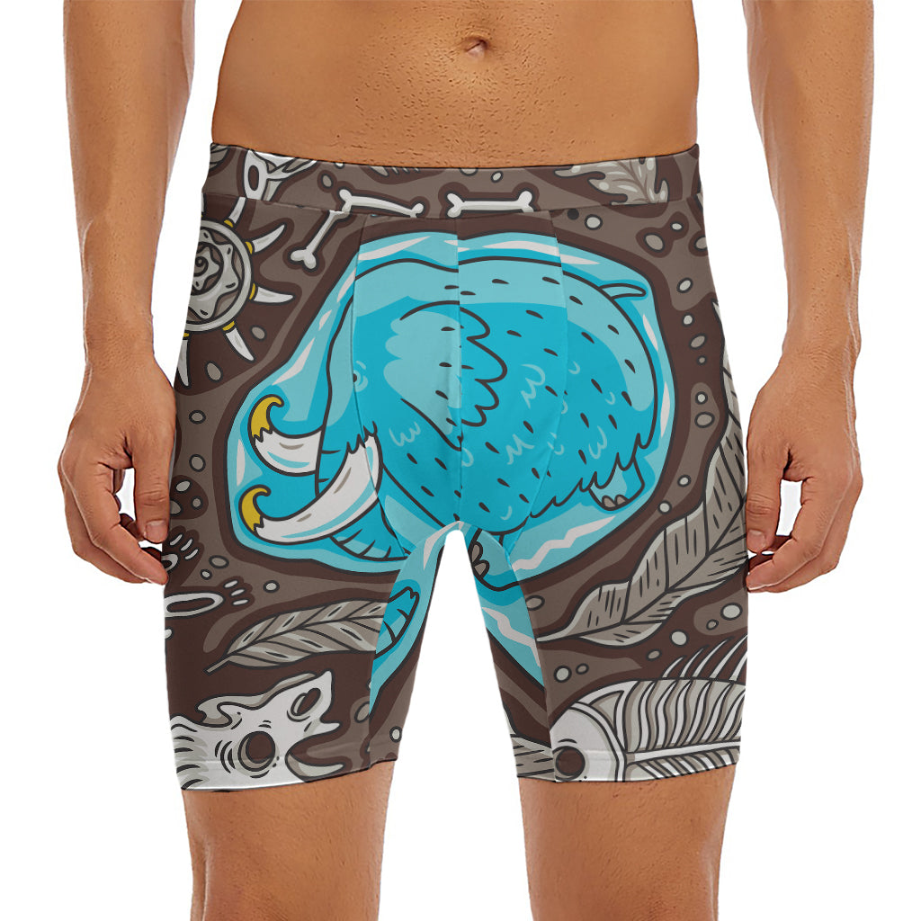 Frozen Mammoth And Fossil Print Men's Long Boxer Briefs