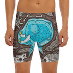 Frozen Mammoth And Fossil Print Men's Long Boxer Briefs