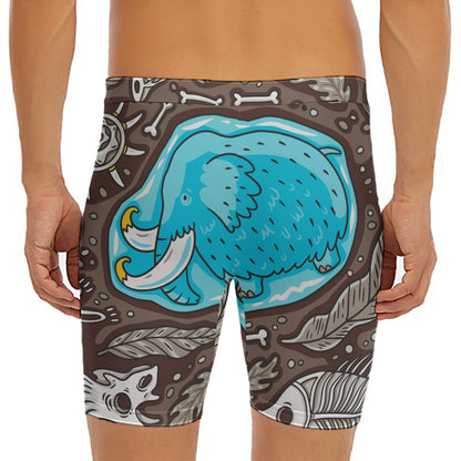 Frozen Mammoth And Fossil Print Men's Long Boxer Briefs