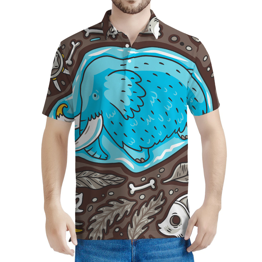 Frozen Mammoth And Fossil Print Men's Polo Shirt