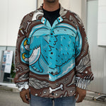 Frozen Mammoth And Fossil Print Men's Shirt Jacket