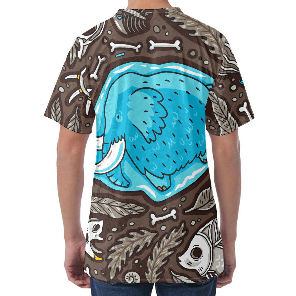 Frozen Mammoth And Fossil Print Men's Velvet T-Shirt