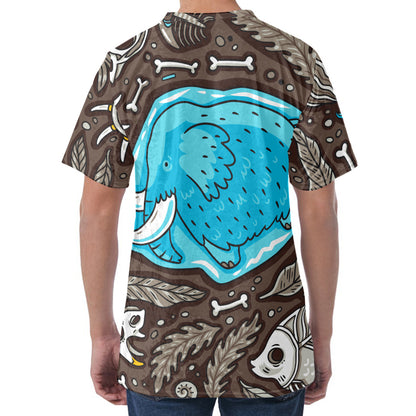 Frozen Mammoth And Fossil Print Men's Velvet T-Shirt