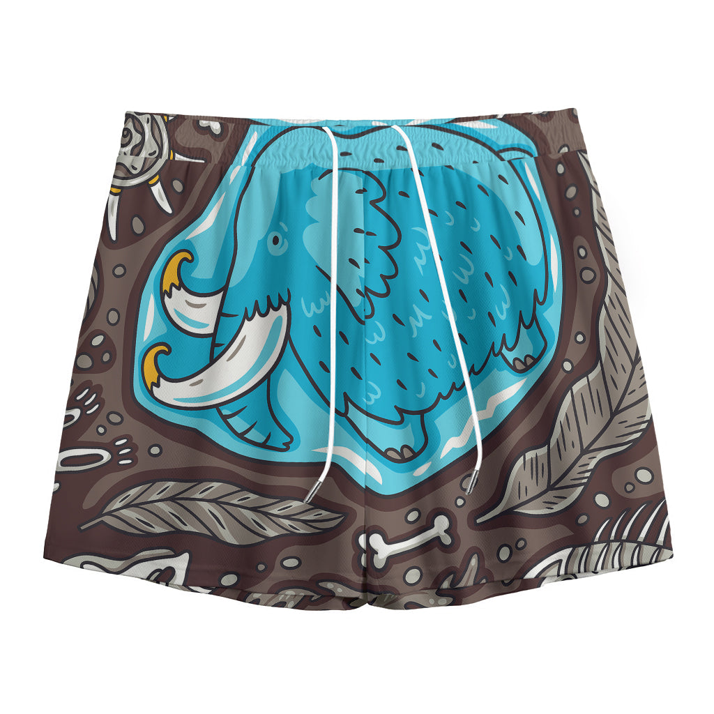 Frozen Mammoth And Fossil Print Mesh Shorts