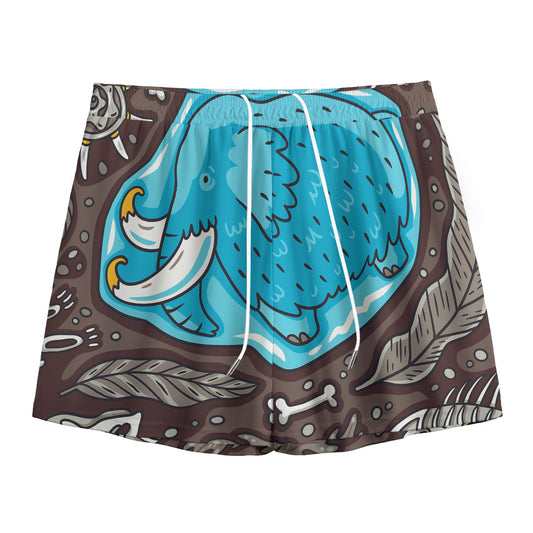 Frozen Mammoth And Fossil Print Mesh Shorts