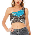 Frozen Mammoth And Fossil Print One Shoulder Crop Top