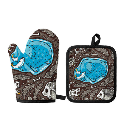Frozen Mammoth And Fossil Print Oven Mitt And Pot Holder Set