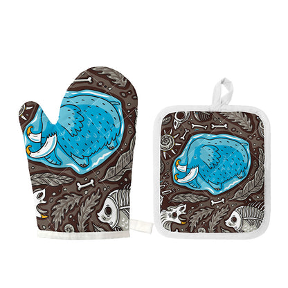 Frozen Mammoth And Fossil Print Oven Mitt And Pot Holder Set
