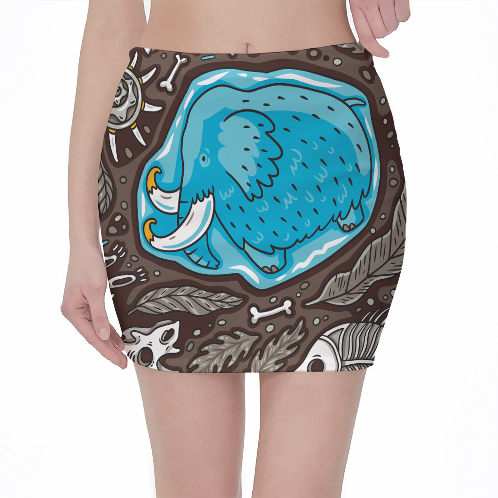 Frozen Mammoth And Fossil Print Pencil Mini Skirt