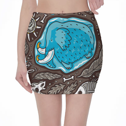 Frozen Mammoth And Fossil Print Pencil Mini Skirt
