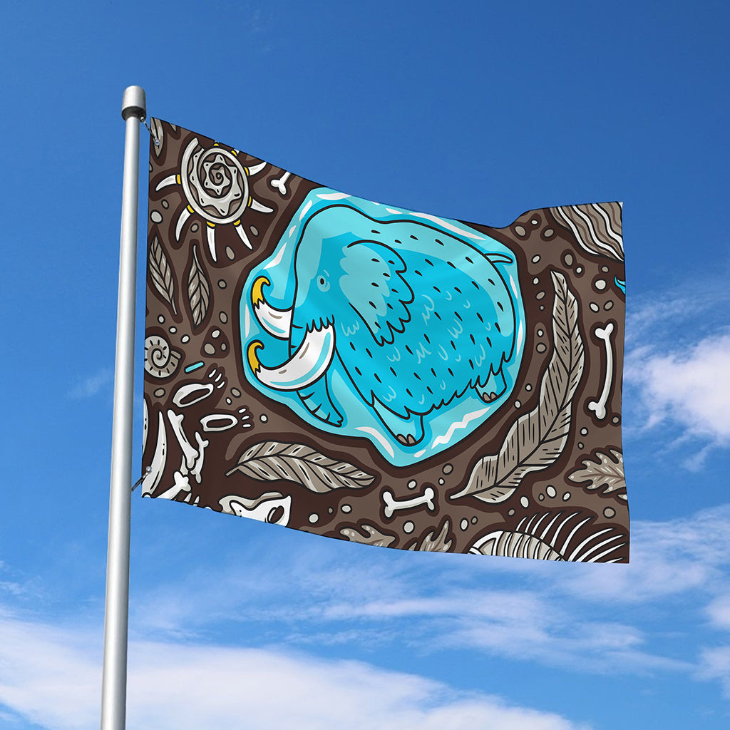 Frozen Mammoth And Fossil Print Polyester Flag