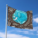 Frozen Mammoth And Fossil Print Polyester Flag