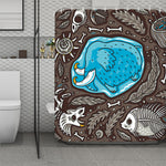 Frozen Mammoth And Fossil Print Polyester Shower Curtain