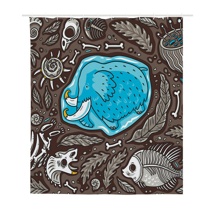 Frozen Mammoth And Fossil Print Polyester Shower Curtain