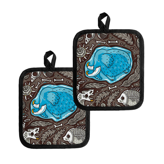 Frozen Mammoth And Fossil Print Pot Holders