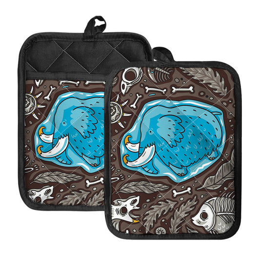 Frozen Mammoth And Fossil Print Pot Holders With Pocket