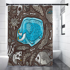 Frozen Mammoth And Fossil Print Premium Shower Curtain