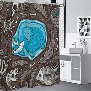 Frozen Mammoth And Fossil Print Premium Shower Curtain