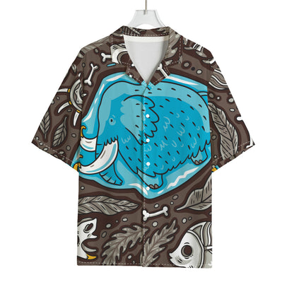Frozen Mammoth And Fossil Print Rayon Hawaiian Shirt