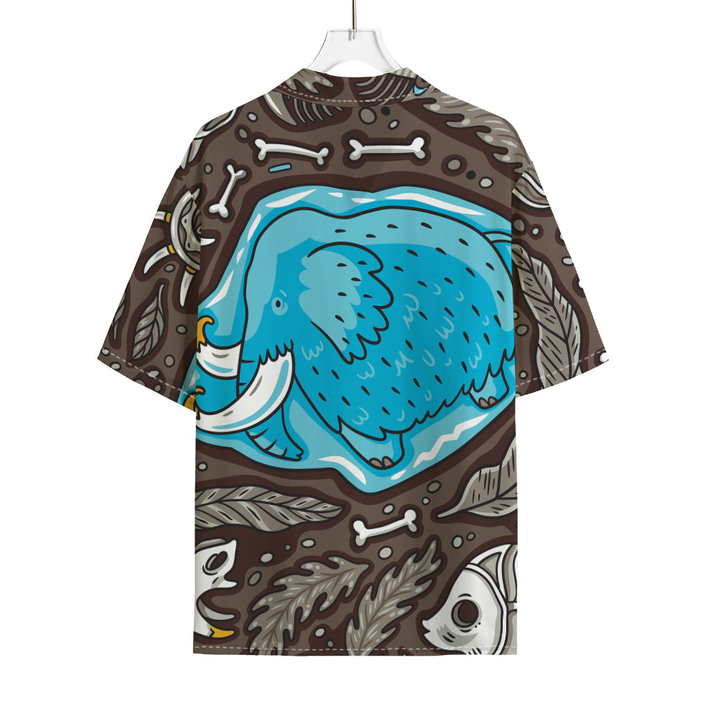 Frozen Mammoth And Fossil Print Rayon Hawaiian Shirt