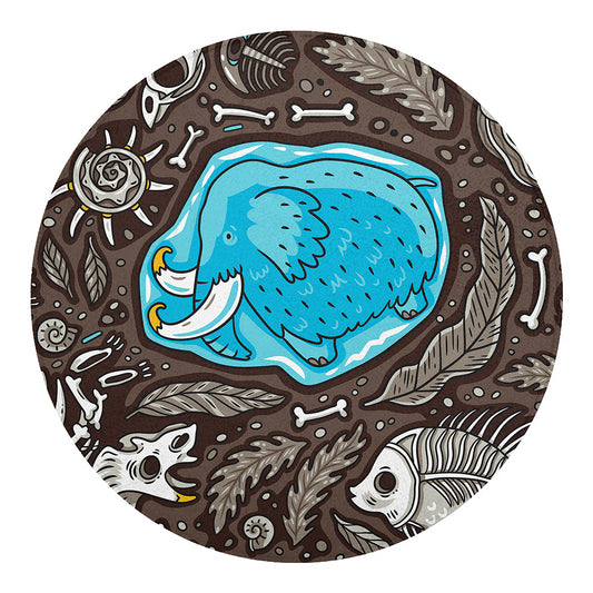 Frozen Mammoth And Fossil Print Round Blanket