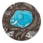 Frozen Mammoth And Fossil Print Round Blanket