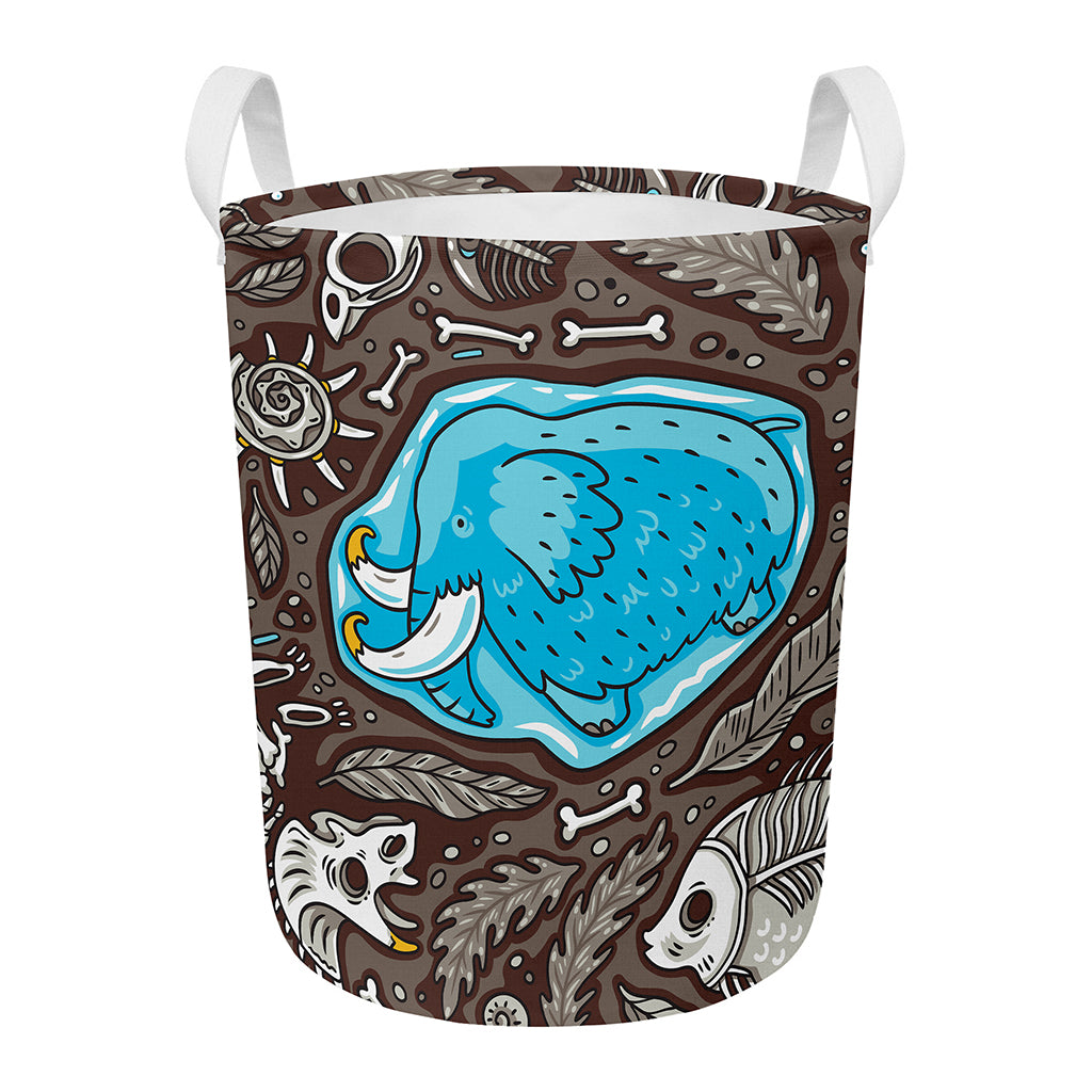 Frozen Mammoth And Fossil Print Round Laundry Basket