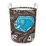 Frozen Mammoth And Fossil Print Round Laundry Basket
