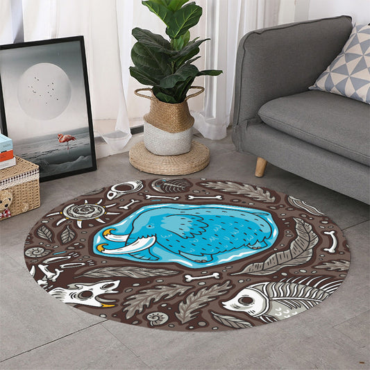 Frozen Mammoth And Fossil Print Round Rug