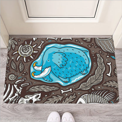Frozen Mammoth And Fossil Print Rubber Doormat