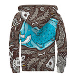 Frozen Mammoth And Fossil Print Sherpa Lined Zip Up Hoodie