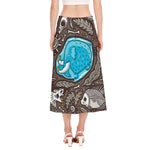 Frozen Mammoth And Fossil Print Side Slit Midi Skirt