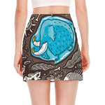 Frozen Mammoth And Fossil Print Side Slit Mini Skirt