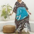 Frozen Mammoth And Fossil Print Silk V-Neck Kaftan Dress