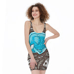 Frozen Mammoth And Fossil Print Sleeveless Bodycon Dress