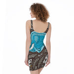 Frozen Mammoth And Fossil Print Sleeveless Bodycon Dress