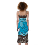 Frozen Mammoth And Fossil Print Slim Fit Midi Cami Dress