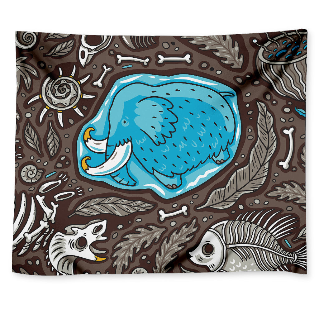 Frozen Mammoth And Fossil Print Tapestry