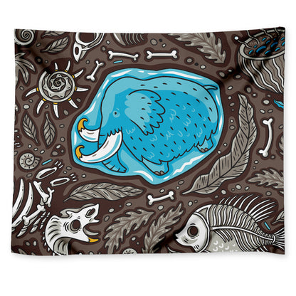 Frozen Mammoth And Fossil Print Tapestry