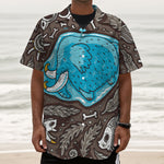 Frozen Mammoth And Fossil Print Textured Short Sleeve Shirt
