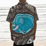 Frozen Mammoth And Fossil Print Textured Short Sleeve Shirt