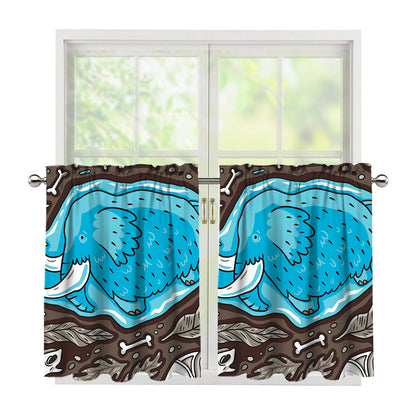 Frozen Mammoth And Fossil Print Tier Curtains