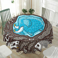 Frozen Mammoth And Fossil Print Waterproof Round Tablecloth