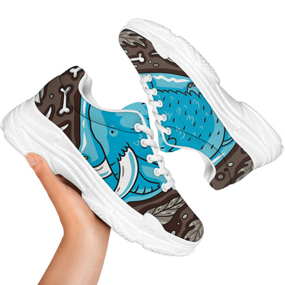Frozen Mammoth And Fossil Print White Chunky Shoes
